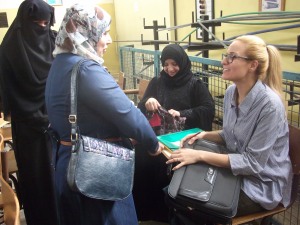 Tala Al-Rousan with Syrian refugees in Jordan.